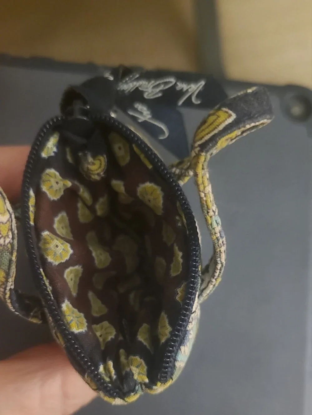 Vera Bradley Quilted Floral Mini Tote Key Ring in Green and Blue